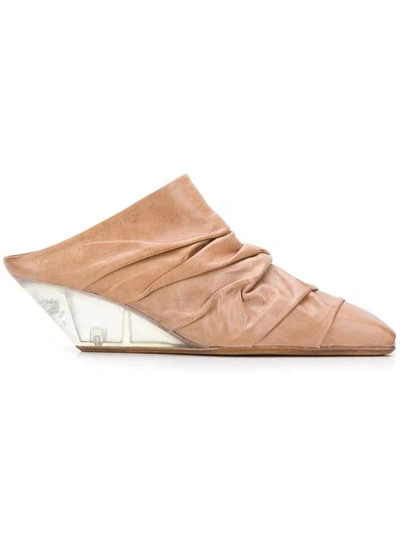 Shop Rick Owens Square Toe Mules In Neutrals