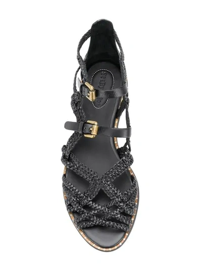 Shop See By Chloé Woven Strappy Sandals In Black
