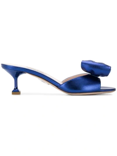 Shop Miu Miu Bow Detailed Sandals In F0215 Cobalto