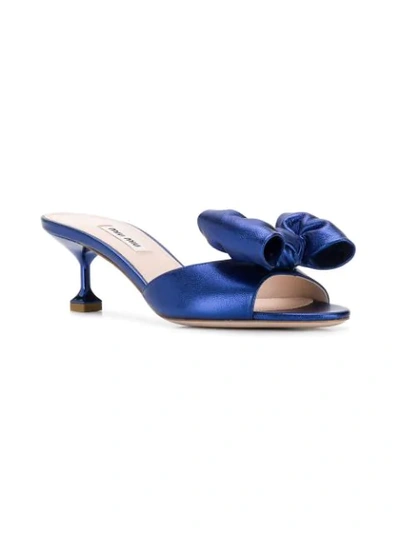 Shop Miu Miu Bow Detailed Sandals In F0215 Cobalto