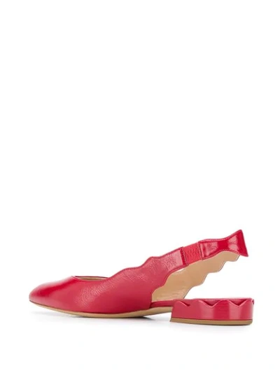 Shop Chloé Scalloped Slingback Ballerina Shoes In Red