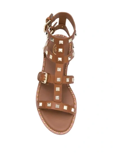 Shop Ash Studded Caged Sandals In Brown