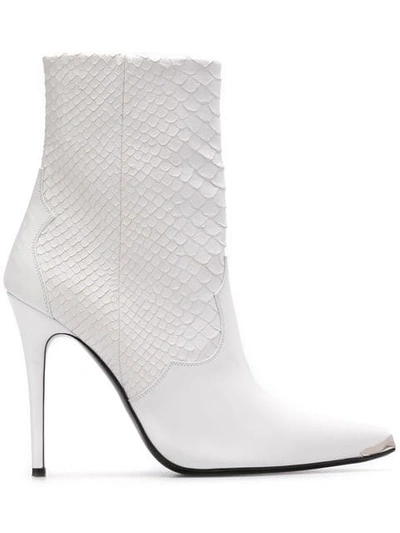 Shop Amiri Pointed Toe Ankle Boots In White