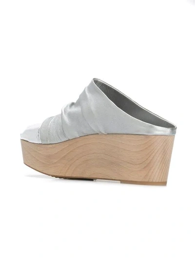 Shop Rick Owens Ruched Platform Mules In Grey