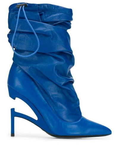 Shop Ben Taverniti Unravel Project Heel Detail Boots In Blue