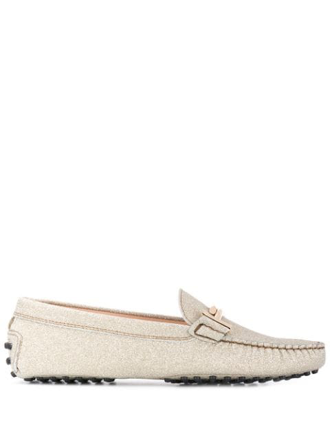 tod's gold loafers