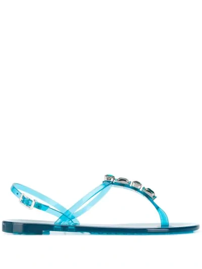 Shop Casadei Crystal Embellished Sandals In Blue