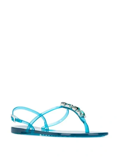Shop Casadei Crystal Embellished Sandals In Blue