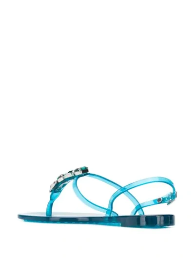 Shop Casadei Crystal Embellished Sandals In Blue