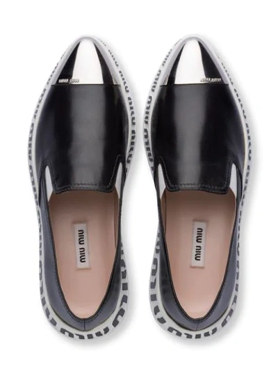 Shop Miu Miu Nappa Leather Slip-on Sneakers In Black