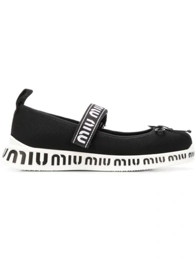 Shop Miu Miu Runner Ballerina Shoes - Black
