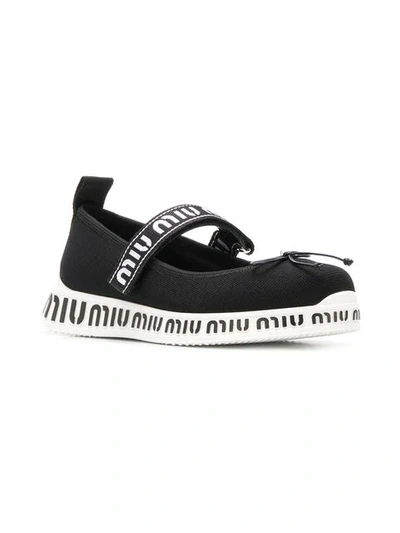 Shop Miu Miu Runner Ballerina Shoes - Black
