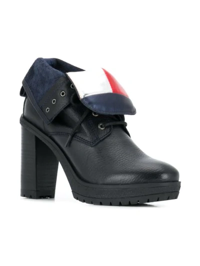 Shop Tommy Hilfiger Lace-up Heeled Boots In Blue
