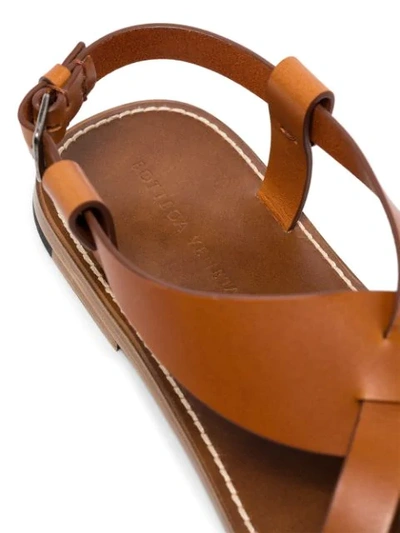 Shop Bottega Veneta Cross-over Strap Sandals In Brown