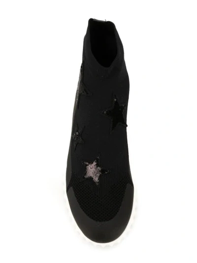 Shop Valentino Garavani Star Embellished Sneakers - Black