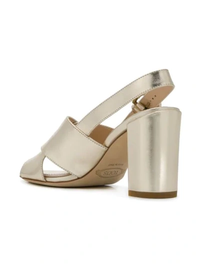 Shop Tod's Chunky Heel Sandals In Gold