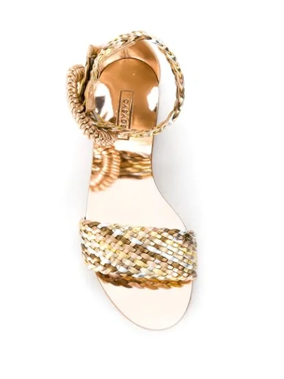 Shop Casadei Metallic Woven Sandals In Ex2