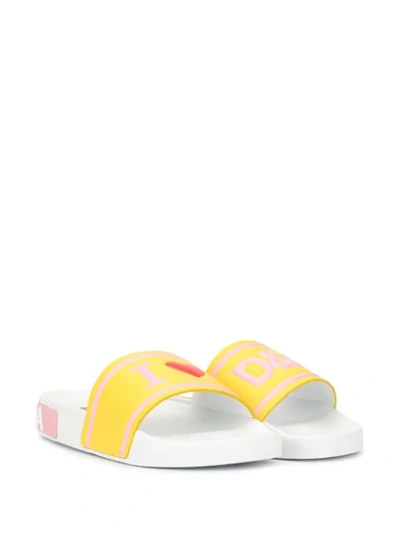 Shop Dolce & Gabbana Slides With High-frequency Detailing In Yellow