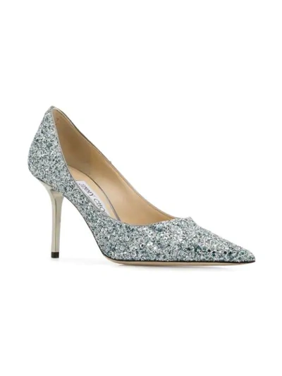 Shop Jimmy Choo Love 85 Glitter Pumps In Denim Mix