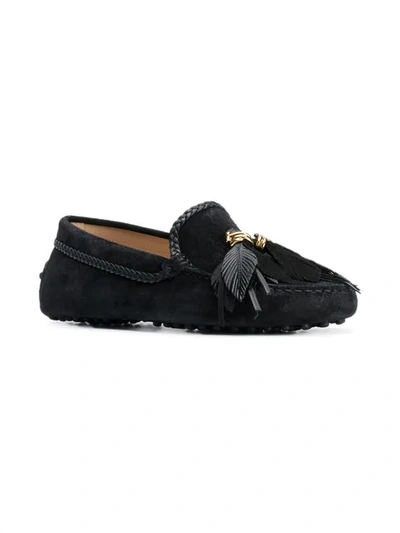 Shop Tod's Mocassin Loafers In Black
