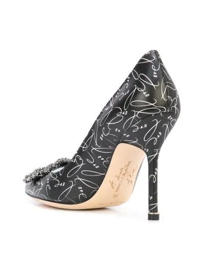 Shop Manolo Blahnik Hangisi Love Pumps In Black