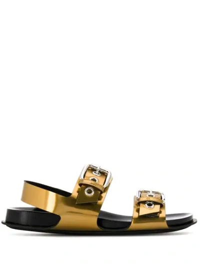 Shop Marni Metallic Sandals In Gold