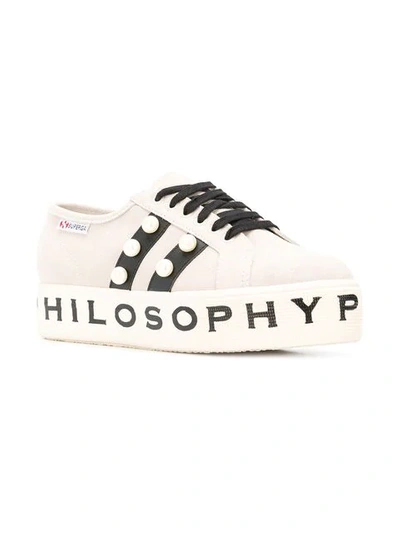 Shop Philosophy Di Lorenzo Serafini Pearl-embellished Sneakers In Neutrals