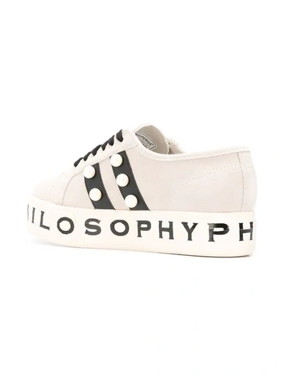 Shop Philosophy Di Lorenzo Serafini Pearl-embellished Sneakers In Neutrals