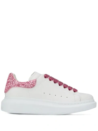 ALEXANDER MCQUEEN OVERSIZED GLITTER-EFFECT SNEAKERS - 白色