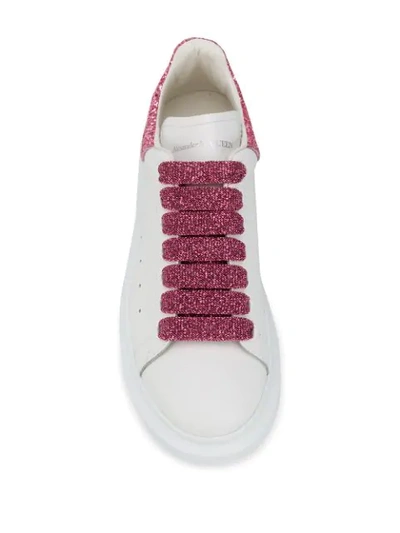 Shop Alexander Mcqueen Glitter-effect Sneakers In White