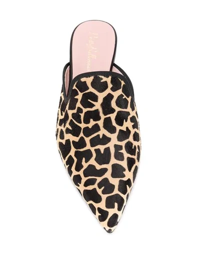 Shop Pretty Ballerinas Animal Print Flat Mules In Black