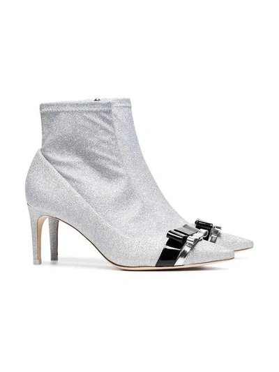 Shop Sophia Webster Metallic Andie 70 Glitter Bow Ankle Boots
