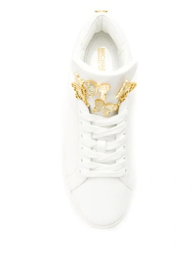 Shop Michael Michael Kors Mindy Butterfly Appliqué Sneakers In White