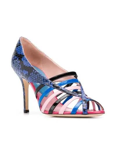 Shop Emilio Pucci Blue Elaphe Strappy Sandals