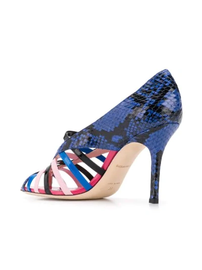 Shop Emilio Pucci Blue Elaphe Strappy Sandals