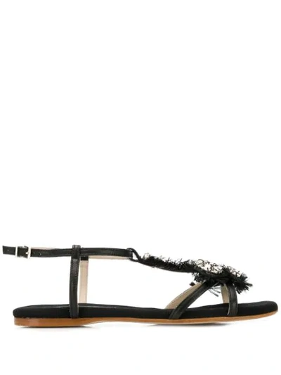 Shop Anna Baiguera Crystal Embellished Sandals - Black