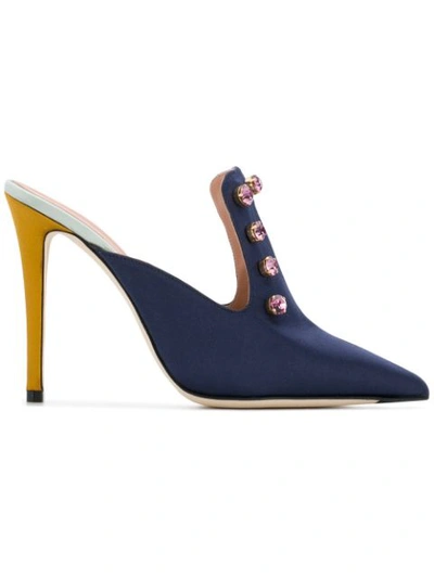 Shop Marco De Vincenzo Embellished Mules - Blue