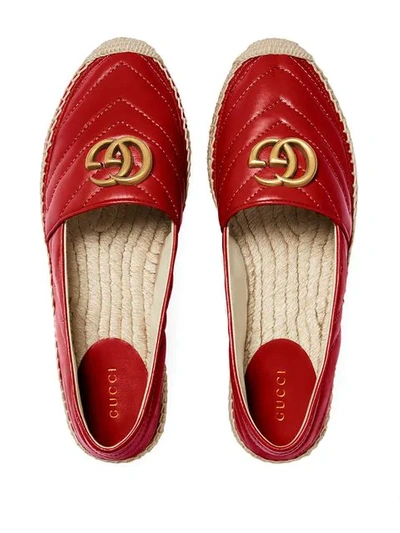 Shop Gucci Chevron Quilted Espadrilles In Red