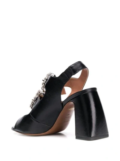 Shop L'autre Chose Crystal Buckle Sandals In Black