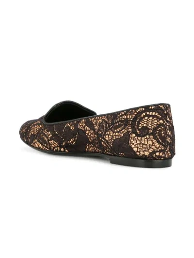 Shop Casadei Lace Ballerina Shoes In Gold/black