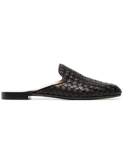 Shop Bottega Veneta Black Fiandra Backless Leather Loafers