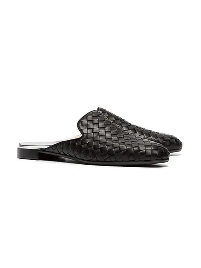 Shop Bottega Veneta Black Fiandra Backless Leather Loafers