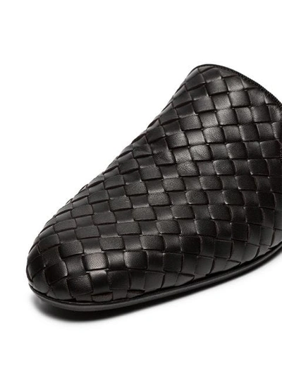 Shop Bottega Veneta Black Fiandra Backless Leather Loafers