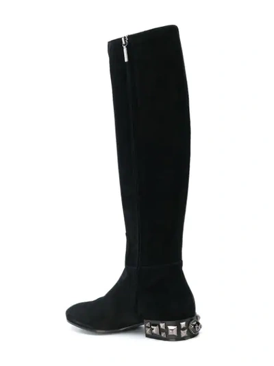 Shop Dolce & Gabbana Studded Heel Boots In Black