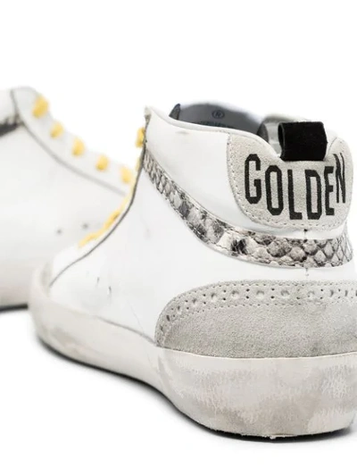 Shop Golden Goose Superstar Glitter Mid-top Sneakers In White- Snake Print- Black Glitter 