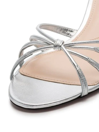 Shop Prada Silver Metallic 65 Criss-cross Strap Leather Mule Sandals