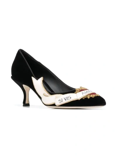 Shop Dolce & Gabbana Embroidered Velvet Pumps In Black