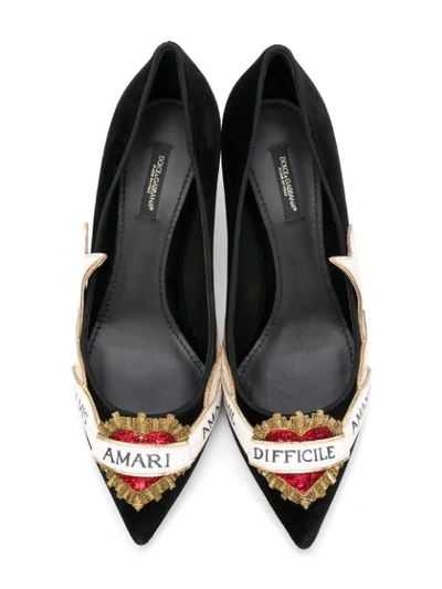 Shop Dolce & Gabbana Embroidered Velvet Pumps In Black