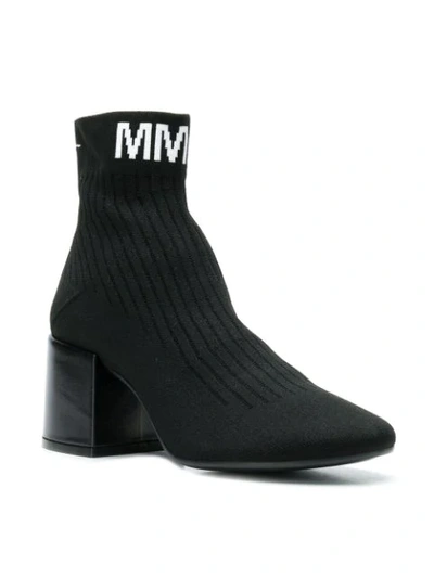 Shop Mm6 Maison Margiela Logo Ankle Boots In Black