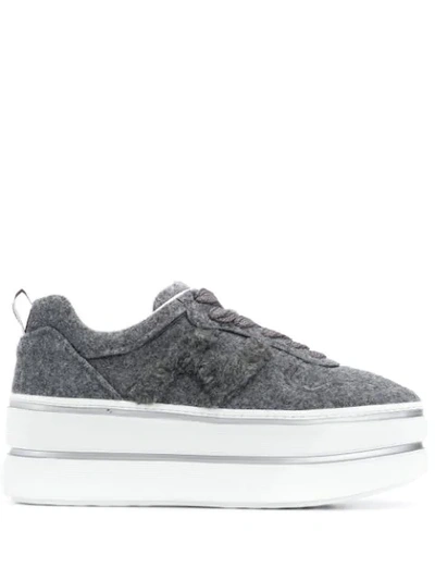 Shop Hogan Platform Low-top Sneakers In Grey